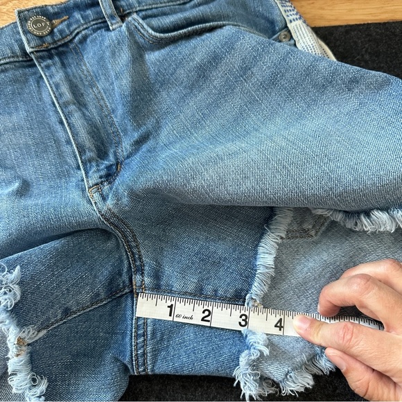 LOFT Jean Shorts with White Embroidered Side Accents, EUC - Picture 6 of 8